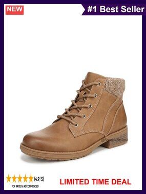 Lace-Up Ankle Bootie with Wool Blend Knit Collar and Block Heel